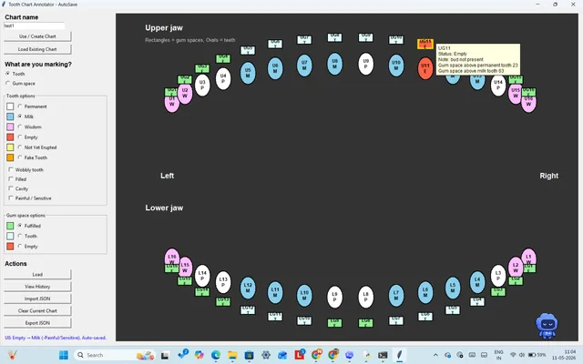 Tooth Chart Annotator app interface screenshot