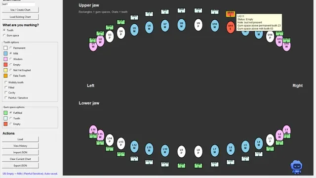 Tooth Chart Annotator app interface screenshot